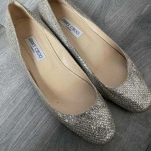 Jimmy Choo London Evelyn Flats Dressy Shoes Sparkle Made in Italy Bridal